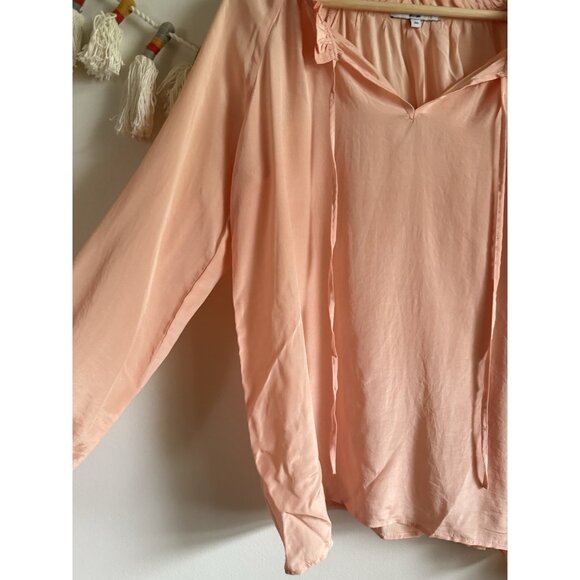 Walter Baker 100% Silk Ruffle V-neck Long Sleeve Blouson Top Modest Careerwear M - Picture 10 of 10